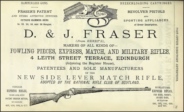 D. & J. Fraser advert, 1882